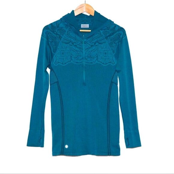 Athleta Twist Half Zip Seamless Teal Top S - Picture 2 of 8